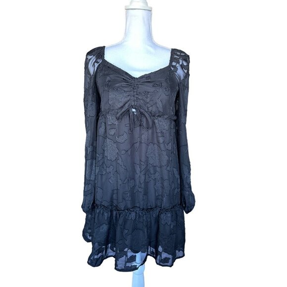 Bloomfield Dresses & Skirts - Bloomfield Women's Lace Dress Juniors Size M Black Lace Peasant Boho Ruffle Hem